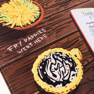 GMM Deep Fried Desk Mat with "Fry Daddies Were Here" text and fry design.