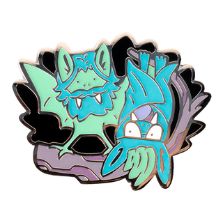 Pin of the Month with two bats on a branch. Hanging and fanging!