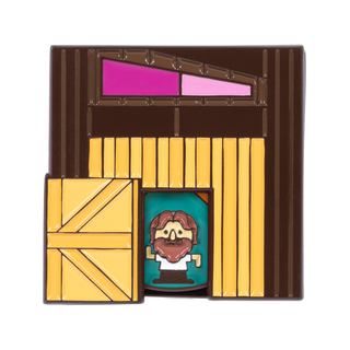 Carousel of Characters Pin of the Month featuring Cotton Candy Randy in a brown shed with a pink window.