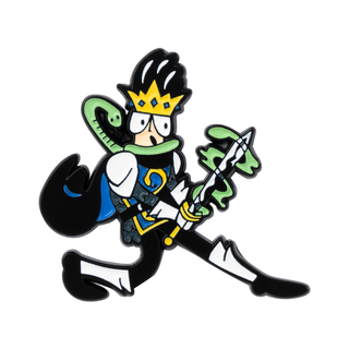 Close-up of the Link the Serpent King Pin of the Month.