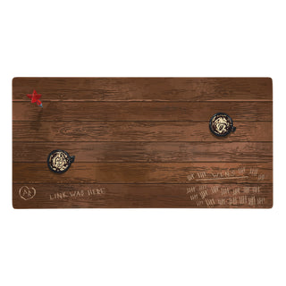 GMM International Darts Desk Mat, top view. It says "Link Was Here" with a dart, 2 cups, and tally marks.