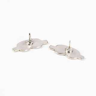 Angled view of Rhett and Link Blindfold mini pins.